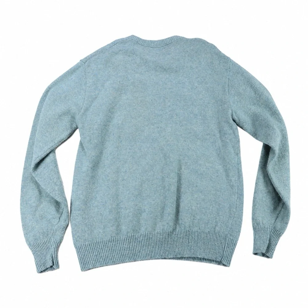 Vintage Le Tigre Wool Knit Sweater XL Blue Heather Crewneck Made in USA 80s